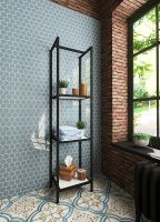 Стеллаж Эстет Comfort Loft 40 ФР-00003670 Белый Черный — фото 2, Стеллажи для ванной комнаты