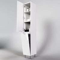 Шкаф пенал Style Line Марелла 30 L Люкс Plus СС-00002428 с бельевой корзиной Белый глянец антискрейтч — фото 2, Пеналы для ванной комнаты