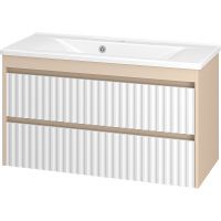 Тумба с раковиной Brevita Balaton 100 УТ000023726 подвесная Белая матовая Бежевая матовая — фото 1, Тумбы с раковиной