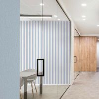 Обои Grandeco Atmosphere AT4023 Винил на флизелине (0,53*10,05) Голубой/Бежевый, Полоса/Рогожка — фото 3, Обои для стен