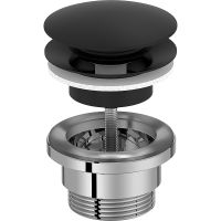 Донный клапан Jacob Delafon E30536-BL click-clack Черный матовый — фото 1, Донные клапаны