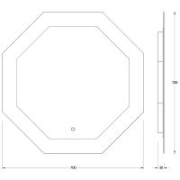 Зеркало Evoform Ledshine 70x70 с подсветкой 22.5 W - сенсорный выключатель - нейтральный белый свет арт-BY 2604 — фото 6, Зеркала в ванную комнату