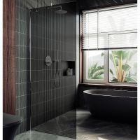 Душевая перегородка Maybah Glass MGD-681-5ш 1090x1950 в широком профиле Хром матовый стекло графитовое — фото 1, Душевые перегородки