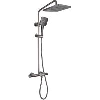Душевая система Kaiser Serio 05382-15 с термостатом Вороненая сталь — фото 1, Душевое оборудование. Душевая программа
