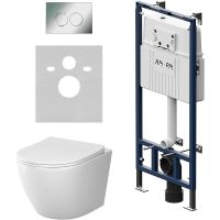 Комплект унитаза с инсталляцией AM.PM Like IS100151.801900 с сиденьем Микролифт и клавишей смыва Хром глянцевый — фото 1, Комплекты унитаз + инсталляция