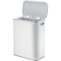 Товар: Корзина для белья Geralis SWH-B Ромб стежка Белая, кант Хром, стандартная - фото 2 Корзина для белья Geralis SWH-B Ромб стежка Белая, кант Хром, стандартная — фото 2, Корзины для белья