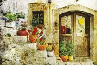 Фреска Ortograf Городской пейзаж 0689 Фактура флок FLK Флизелин (4*2,7) Бежевый/Разноцветный, Город/Пейзаж — фото 2, Фрески