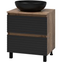 Тумба под раковину Brevita Dakota 60 DAK-07060-19/02-2Я Черный кварц Дуб Галифакс олово — фото 1, Мебель для ванной