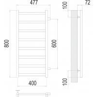Водяной полотенцесушитель Terminus Аврора П8 400х800 бп600 4670078529916 Хром, боковое подключение, G 1" НР — фото 4, Водяные полотенцесушители
