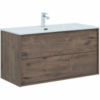 Тумба под раковину Aquanet Lino 100 Flat 287545 подвесная Дуб веллингтон — фото 1, Тумбы под раковину