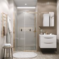 Душевая дверь Grossman Pragma 110 100.K33.03.110.32.00 профиль Золото сатин стекло прозрачное — фото 3, Душевые двери в нишу