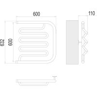 Водяной полотенцесушитель Terminus Фокстрот-Лиана (1) 600x600 4620768881367 Хром, боковое подключение, G 1" НР — фото 3, Водяные полотенцесушители
