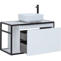 Тумба под раковину Aquanet Nova Lite Loft 90R 261651 подвесная Белый глянец — фото 2, Мебель для ванной