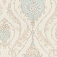 Обои Fipar Grand Classic R 28013 Винил на флизелине (1,06*10,05) Бежевый/Бирюзовый, Орнамент — фото 1, Обои для стен