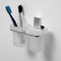 Стакан для зубных щеток WasserKRAFT Lopau K-6028D двойной Хром — фото 3, Мыльницы