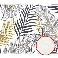 Фреска Ortograf Oasis 32733 Фактура флок FLK Флизелин (3,2*2,7) Белый/Желтый/Серый, Листья — фото 1, Фрески