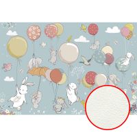 Фреска детская Ortograf Для самых маленьких 32928 Фактура флок FLK Флизелин (4*2,7) Голубой/Разноцветный, Животные/Воздушные шары — фото 1, Фрески