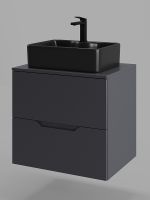 Товар: Тумба с раковиной Orange Line 60 Li-60TugMDF+B01-475MB подвесная Графит матовый - фото 2 Тумба с раковиной Orange Line 60 Li-60TugMDF+B01-475MB подвесная Графит матовый — фото 2, Мебель для ванной