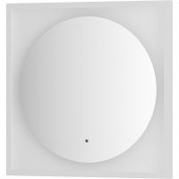 Зеркало Defesto Eclipce 60х60 DF 2236R с подсветкой 12W-3000К/в багетной раме/ИК - выключатель/Теплый белый свет/Белая рама — фото 1, Мебель для ванной