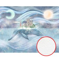 Фреска детская Ortograf Детские 8331 Фактура бархат FX Флизелин (3,81*3) Голубой/Сиреневый, Замки/Рыбы — фото 1, Фрески