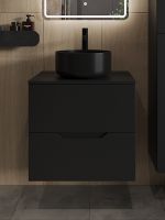 Тумба с раковиной Orange Line 60 Li-60TubMDF+B07-345B подвесная Черная матовая — фото 3, Тумбы с раковиной