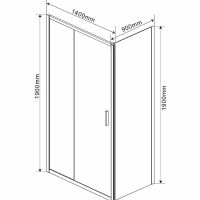 Душевой уголок Vincea Garda 140x90 VSR-1G9014CLGM профиль Вороненая сталь стекло прозрачное — фото 6, Душевые уголки