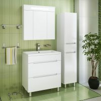 Зеркальный шкаф Runo Парма 75 00000001148 с подсветкой Белый — фото 4, Мебель для ванной