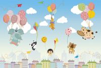 Фреска детская Ortograf Для самых маленьких 32947 Фактура флок FLK Флизелин (4*2,7) Разноцветный, Животные/Воздушные шары арт-32947 (флок FLK) — фото 2, Фрески