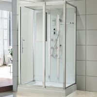 Душевая кабина Black&White Galaxy 5509120 с гидромассажем профиль Серебристый хром задняя стенка Белая — фото 1, Душевые кабины