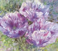 Фреска Ortograf Цветы 8034 Фактура бархат FX Флизелин (2*1,75) Сиреневый/Зеленый, Цветы/Живопись — фото 2, Фрески