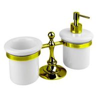 Стакан и дозатор для жидкого мыла Cezares OLIMP-TDT-03/24-M Золото Белый — фото 1, Дозаторы