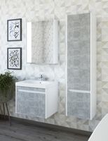 Шкаф пенал Sanflor Калипсо 38 R С03878 подвесной Белый Ателье светлый — фото 4, Пеналы для ванной комнаты