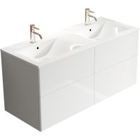 Тумба c раковиной SanVit Лира 120 klira2120W в цвете Ral подвесная Белая глянцевая — фото 1, Тумбы с раковиной