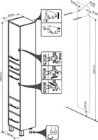 Шкаф пенал Бриклаер Чили 35 4627125415197 с бельевой корзиной Цемент — фото 6, Мебель для ванной