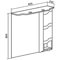 Зеркало со шкафом Runo Стиль 85 R 00000001116 с подсветкой Белый — фото 5, Зеркальные шкафы в ванную