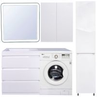 Тумба под раковину Style Line Даллас 140 Люкс Plus Белая — фото 4, Мебель для ванной