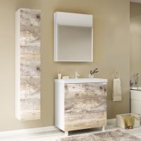 Тумба под раковину Marka One Mix 60Н Push Бетон — фото 2, Тумбы под раковину