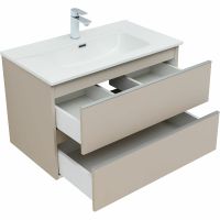 Тумба под раковину Aquanet Вега 80 329585 подвесная Бежевая — фото 3, Мебель для ванной