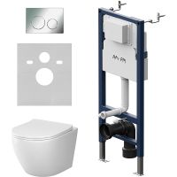 Комплект унитаза с инсталляцией AM.PM Like IS90151.801900 с сиденьем Микролифт и клавишей смыва Хром глянцевый — фото 1, Комплекты унитаз + инсталляция