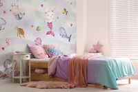 Фреска детская Ortograf Little Friends 34389 Фактура флок FLK Флизелин (4*3) Розовый/Разноцветный, Рыбы/Мультимедия — фото 3, Фрески