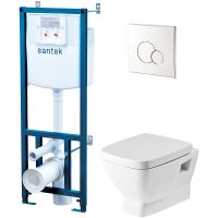 Комплект унитаза с инсталляцией Santek Нео Пэк 1WH501543 с сиденьем Микролифт и клавишей смыва Хром — фото 1, Комплекты унитаз + инсталляция