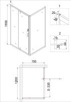 Душевой уголок Niagara Nova 120х70 NG-43-12AG-A70G профиль Холодное золото стекло прозрачное — фото 5, Душевые уголки