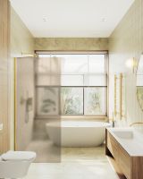 Душевая перегородка Maybah Glass MGD-679-3ш 1090x1950 в широком профиле Золото стекло бронзовое матовое — фото 3, Душевые перегородки