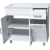 Тумба с раковиной Misty Купер 90 УТ000011591 с бельевой корзиной Белая — фото 2, Тумбы с раковиной