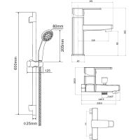 Комплект смесителей Orange OneLife P06-511b Черный матовый — фото 10, Готовые комплекты для ванной комнаты