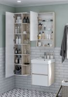 Зеркальный шкаф Aquaton Сканди 45 1A252002SDB20 Белый Дуб верона — фото 6, Зеркальные шкафы в ванную