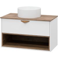 Тумба под раковину Brevita Bergen 90 BER-07090-19-01-1Я подвесная Белая матовая Дуб Галифакс олово — фото 4, Мебель для ванной