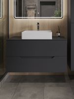 Тумба с раковиной Orange Line 100 Li-100TugMDF+B04-500W подвесная Графит матовый — фото 3, Мебель для ванной