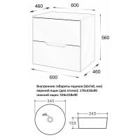 Тумба с раковиной Orange Line 60 Li-60TubMDF+B07-345B подвесная Черная матовая — фото 8, Тумбы с раковиной