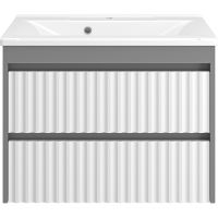 Товар: Тумба с раковиной Brevita Balaton 75 УТ000012301 подвесная Белая матовая Серая матовая - фото 2 Тумба с раковиной Brevita Balaton 75 УТ000012301 подвесная Белая матовая Серая матовая — фото 2, Мебель для ванной